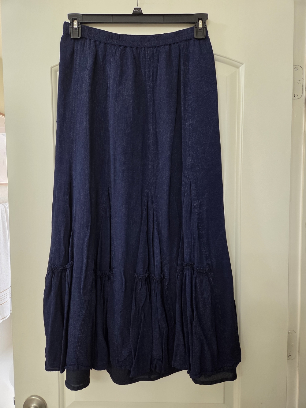 Coldwater Creek Navy Tiered Maxi Skirt